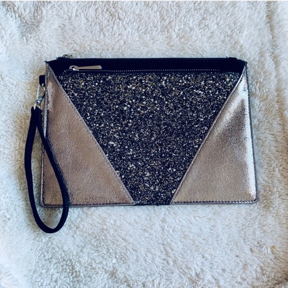 Express sparkly clutch
